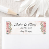 ピンクモダンフローラ結婚差出人住所 ラベル (インサイチュ)