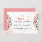 ピンクモダンフローラ結婚詳細 エンクロージャーカード (正面/裏面)