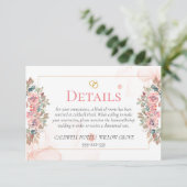 ピンクモダンフローラ結婚詳細 エンクロージャーカード (スタンド正面)