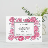 ピンクモダンフローラ誕生発表 案内状 (スタンド正面)