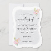 ピンクモダンフローラ驚くべき予算結婚の数 招待状 (正面)