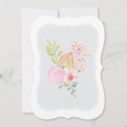 ピンクモダンフローラ驚くべき予算結婚の数 招待状 (裏面)