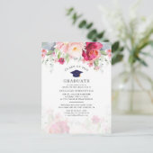 ピンクモダンフローラ2025卒業パーティー インビテーションポストカード (スタンド正面)