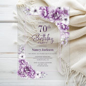 ピンクモダンフローラ70th誕生日パーティー アクリル招待状