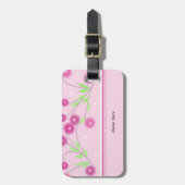 ピンクモダンフローラ ラゲッジタグ (正面縦)