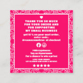 ピンクモダンフローラQRコード感謝してい順 スクエア名刺 (裏面)