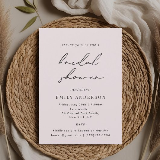 ピンクモダンブライダルシャワー 招待状