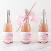 ピンクモダンブライトフローラブライダルシャワーバラ スパークリングワインラベル