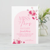 ピンクモダンブライトフローラブライダルシャワーバラ 招待状 (スタンド正面)