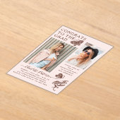 ピンクモダンブラウンバタフライ写真卒業パーティー アクリル招待状 (レイダウン)