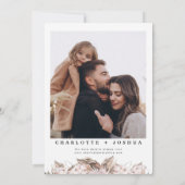 ピンクモダンブラウンボホフローラ結婚ズ 招待状 (裏面)