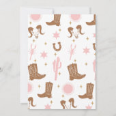 ピンクモダンブラウン女性のカーボーイファーストRodeo 1歳の誕生日 招待状 (裏面)