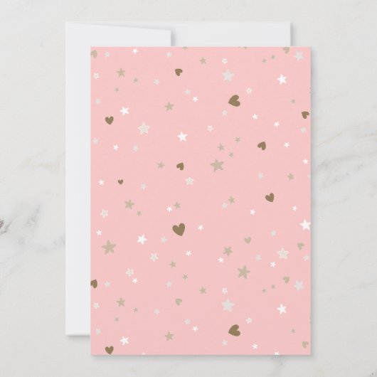 ピンクモダンブラウン私たちの小さなプリンセスの最初の誕生日 招待状 (裏面)