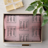 ピンクモダンブラシ仕上げメタルここにロゴを見る 薄葉紙 (ギフト)