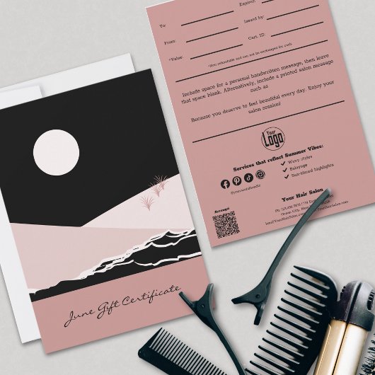 ピンクモダンブラックのスタイリスト6月のギフト券