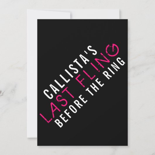 ピンクモダンブラックバチェロレッテの日程 招待状 (裏面)