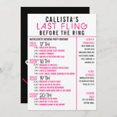 ピンクモダンブラックバチェロレッテの日程 招待状 (正面/裏面)