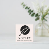 ピンクモダンブラックフェザークイルニブパブリック公証人 スクエア名刺 (スタンド正面)