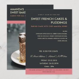 ピンクモダンブラックフォトワークショップ招待状テンプレート 招待状