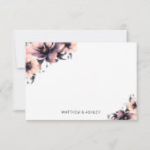 ピンクモダンブラックフローラ結婚ズ サンキューカード (裏面)