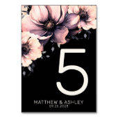 ピンクモダンブラックフローラ結婚ズ テーブルナンバー (正面)