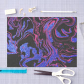 ピンクモダンブラックブルーグリッター大理石パターン 薄葉紙 (クラフト)