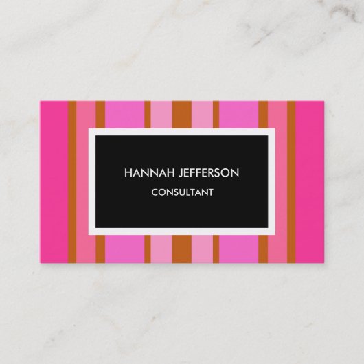 ピンクモダンブラックミニマルフェミニンプロフェッショナル 名刺 (正面)