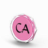 ピンクモダンブラックモノグラムイニシャルパーソナライズされたL フォトブロック (右)