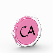 ピンクモダンブラックモノグラムイニシャルパーソナライズされたL フォトブロック (左)