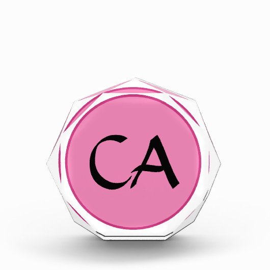 ピンクモダンブラックモノグラムイニシャルパーソナライズされたL フォトブロック (正面)