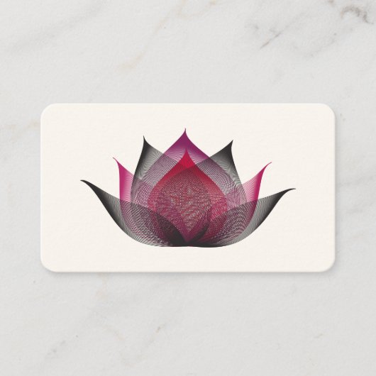 ピンクモダンブラックロータスフラワーエレガントヨガ 名刺 (正面)
