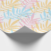 ピンクモダンブルーイエロー金ゴールドトロピカルパーム葉 ラッピングペーパー (角)