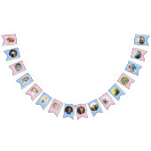 ピンクモダンブルーウェルカムベビー生まれたばかりの写真 バンティングフラッグ (全)