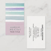 ピンクモダンブルーウォーターストライプカラー 名刺 (正面/裏面)