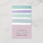 ピンクモダンブルーウォーターストライプカラー 名刺 (正面)