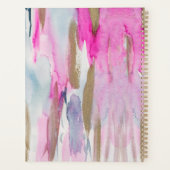 ピンクモダンブルーエレガントブラシストロークの水色 プランナー手帳 (裏面)