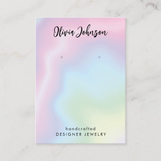 ピンクモダンブルーグリーンジュエリーイヤリングディスプレイ 名刺 (正面)