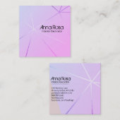 *~*ピンクモダンブルージオメトリックバラゴールドフォイル スクエア名刺 (正面/裏面)