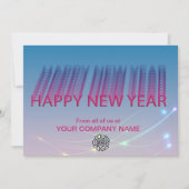 ピンクモダンブルータイポグラフィ企業の新年 シーズンカード (正面)
