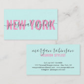 ピンクモダンブルーファッションスタイルリストスクリプト署名 名刺 (正面/裏面)