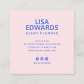 ピンクモダンブルーフローライラストレーションミニマル スクエア名刺 (裏面)