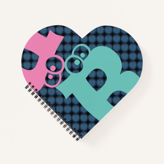 ピンクモダンブルーライトティール（緑がかった色）かわいいノート ノートブック (正面)