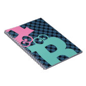 ピンクモダンブルーライトティール（緑がかった色）かわいい ノートブック (右側)