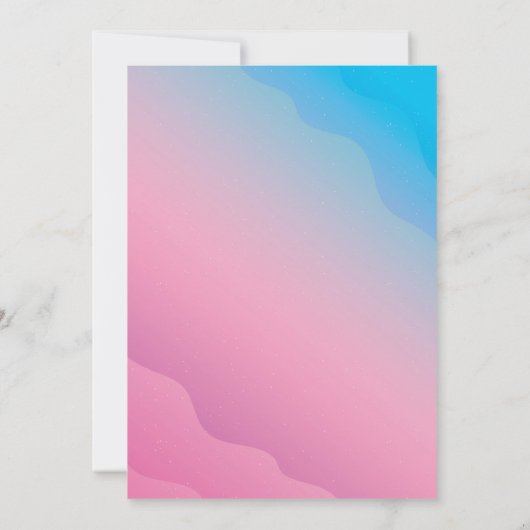 ピンクモダンブルーレインボー結婚式招待状 招待状 (裏面)