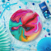 ピンクモダンブルー抽象芸術水色 ペーパープレート (パーティー)