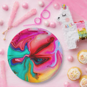 ピンクモダンブルー抽象芸術水色 ペーパープレート (パーティー)