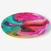 ピンクモダンブルー抽象芸術水色 ペーパープレート (アングル)