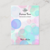 ピンクモダンブルー気泡イヤリング表示カード 名刺 (正面)