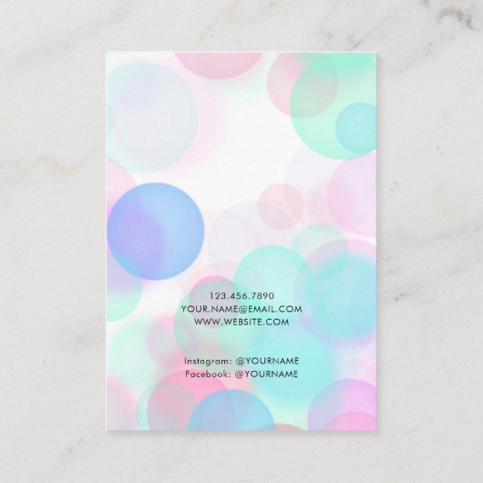 ピンクモダンブルー気泡イヤリング表示カード 名刺 (裏面)