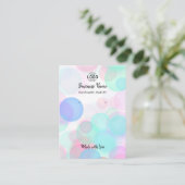 ピンクモダンブルー気泡イヤリング表示カード 名刺 (スタンド正面)